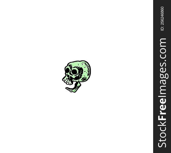 cartoon spooky green skull