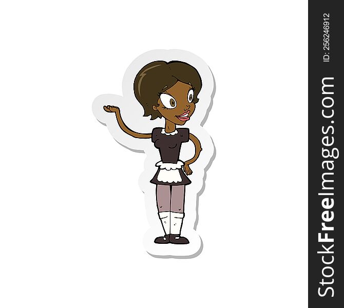 sticker of a cartoon woman in maid costume