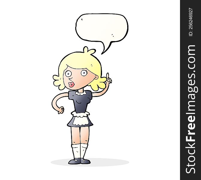 cartoon surprised maid with speech bubble