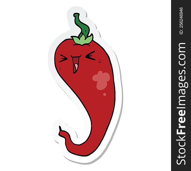 sticker of a cartoon hot chili pepper