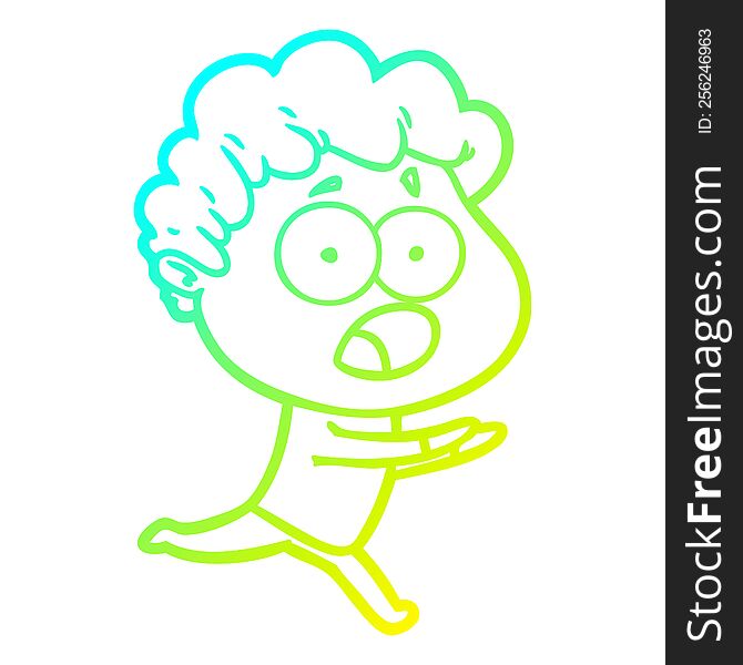 cold gradient line drawing of a cartoon man gasping in surprise