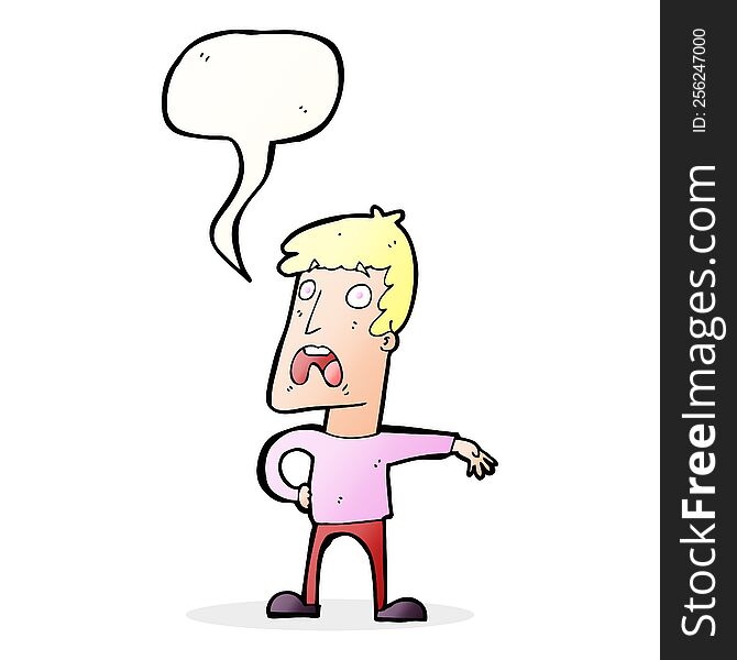 cartoon complaining man with speech bubble