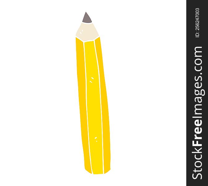 Flat Color Illustration Of A Cartoon Pencil
