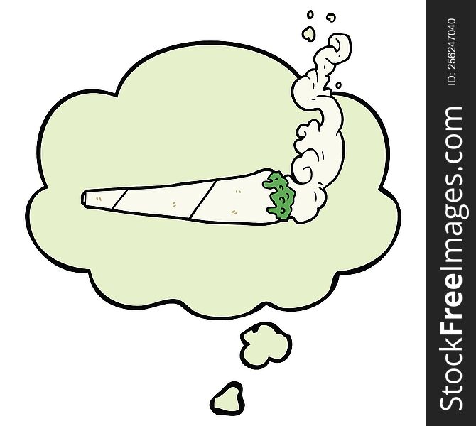 Cartoon Marijuana Joint And Thought Bubble
