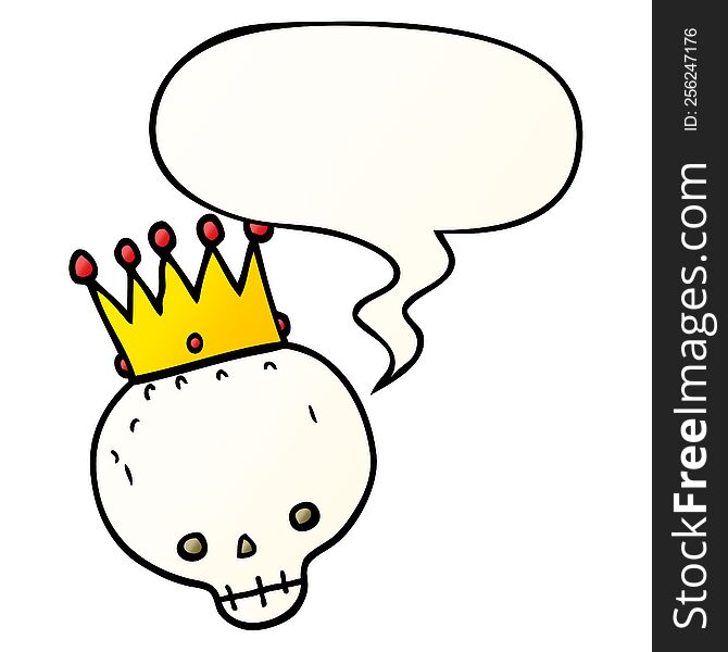 Cartoon Skull And Crown And Speech Bubble In Smooth Gradient Style