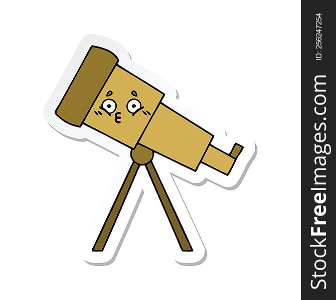 Sticker Of A Cute Cartoon Telescope