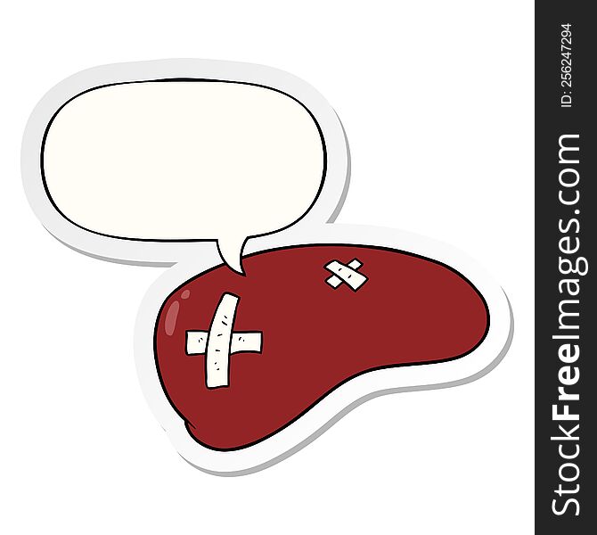 cartoon repaired liver with speech bubble sticker