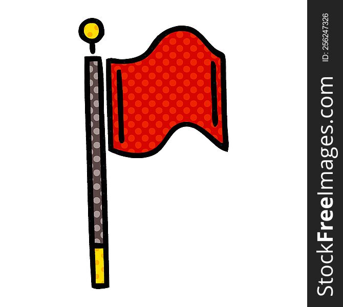 comic book style cartoon of a red flag