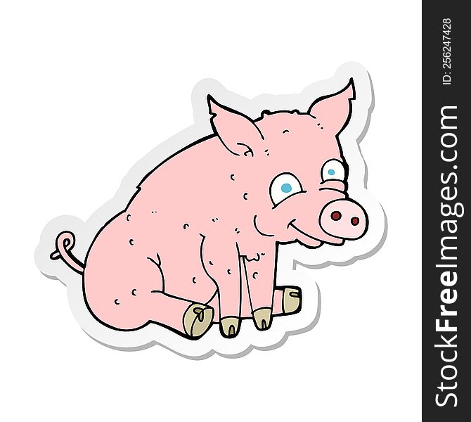 sticker of a cartoon happy pig
