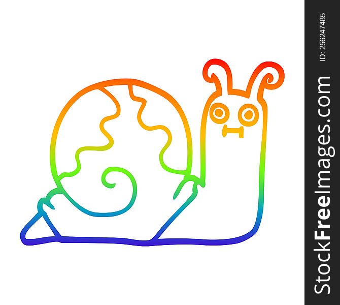 Rainbow Gradient Line Drawing Cartoon Snail