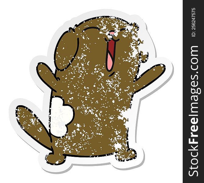 Distressed Sticker Cartoon Of Kawaii Cute Dog