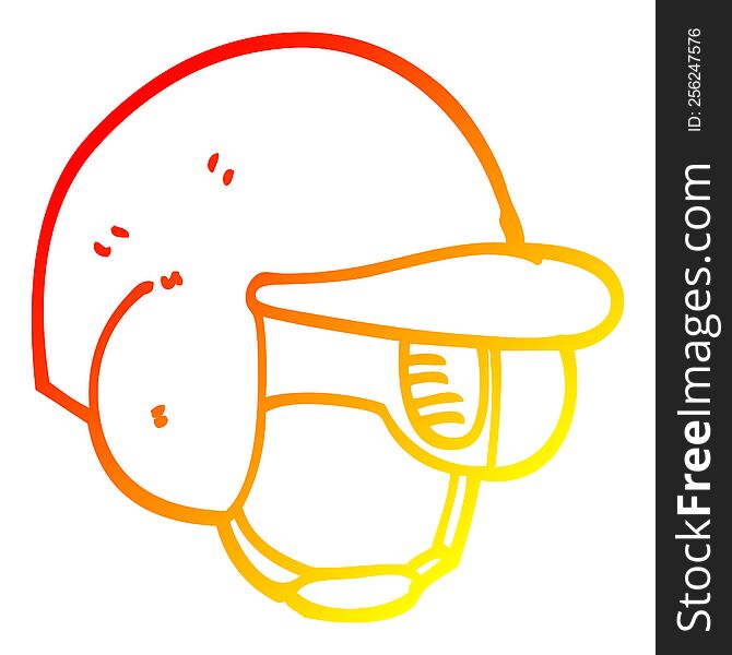 warm gradient line drawing of a cartoon baseball helmet