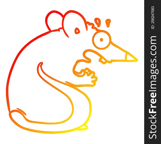Warm Gradient Line Drawing Cartoon Frightened Mouse