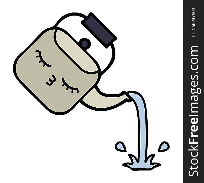 cute cartoon of a pouring kettle. cute cartoon of a pouring kettle