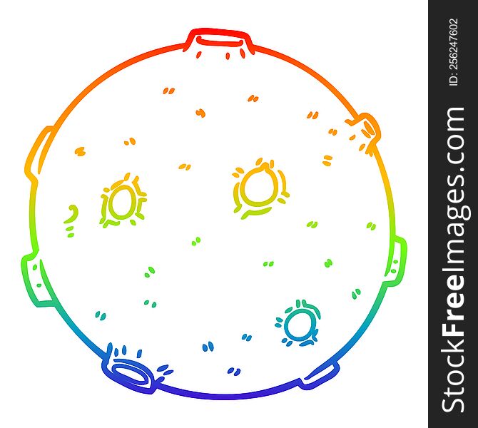 rainbow gradient line drawing of a cartoon moon