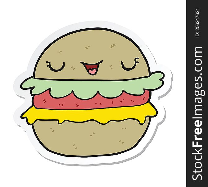 sticker of a cartoon burger