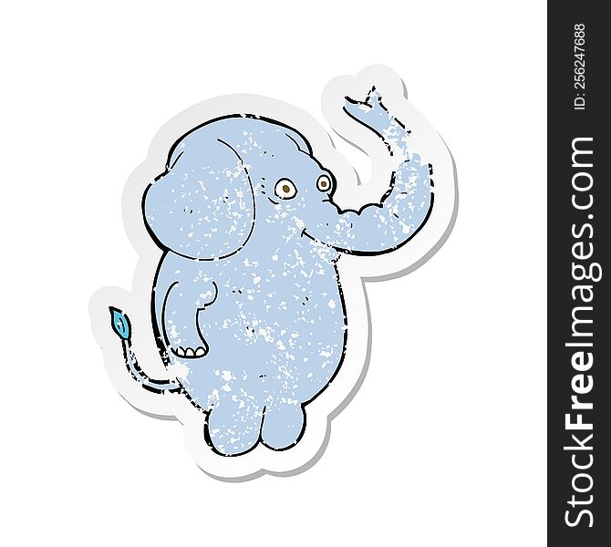 Retro Distressed Sticker Of A Cartoon Funny Elephant