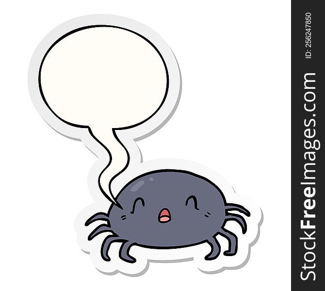 Cartoon Halloween Spider And Speech Bubble Sticker