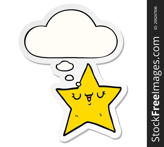 Cartoon Star And Thought Bubble As A Printed Sticker