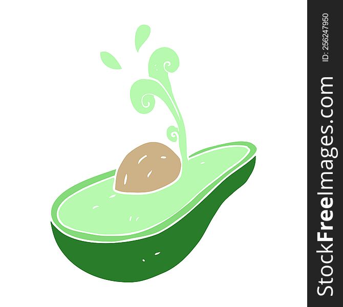 Flat Color Illustration Of A Cartoon Avocado