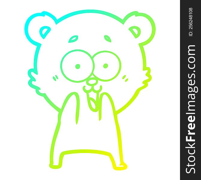 Cold Gradient Line Drawing Excited Teddy Bear Cartoon