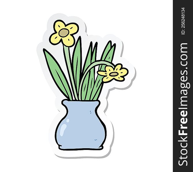 sticker of a cartoon flower in pot