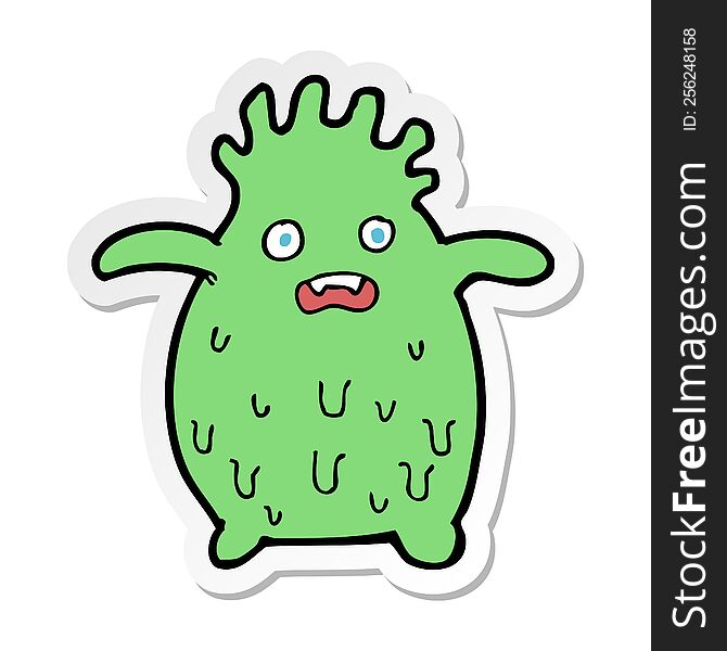 Sticker Of A Cartoon Funny Slime Monster