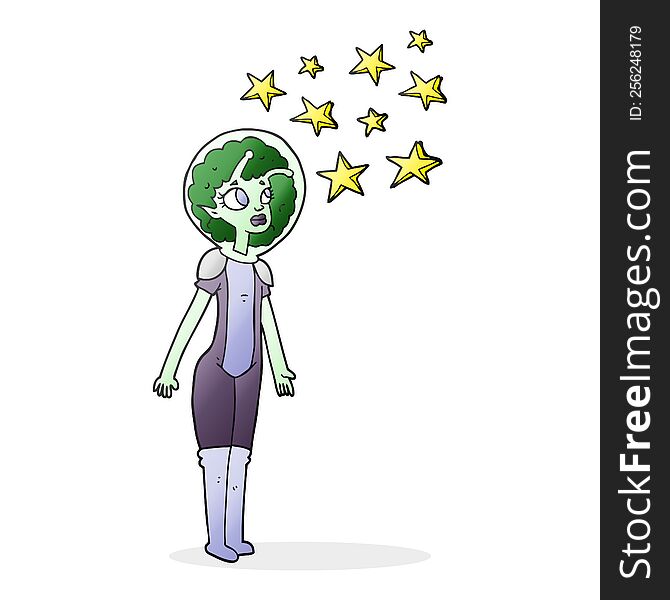 Cartoon Alien Space Girl