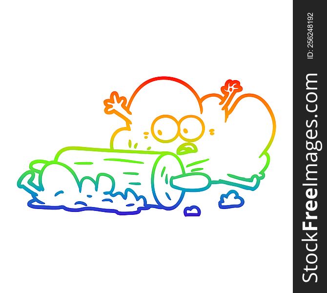 rainbow gradient line drawing of a cartoon dough being rolled out