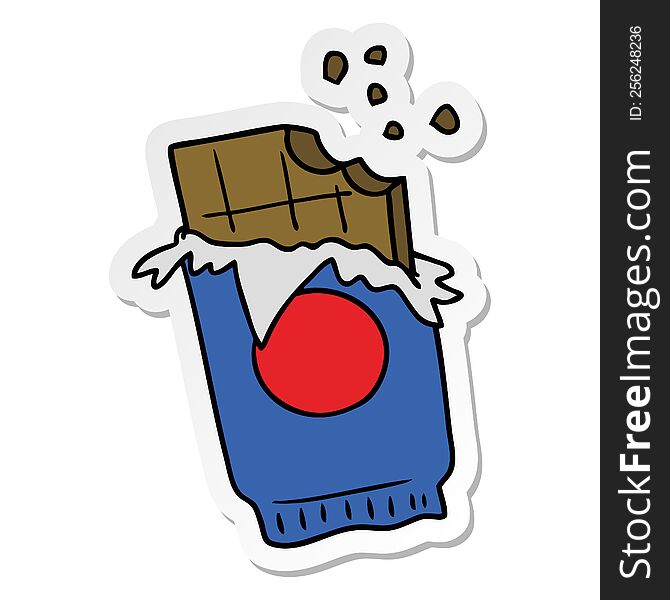 Sticker Cartoon Doodle Of A Bar Of Chocolate