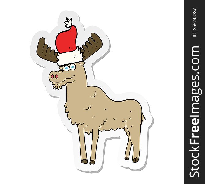 sticker of a cartoon christmas moose