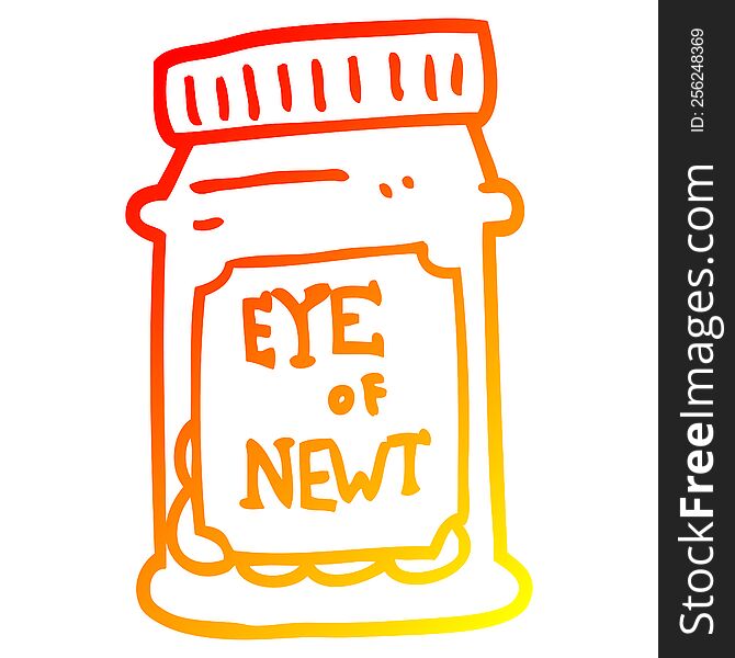 warm gradient line drawing of a cartoon eye of newt bottle