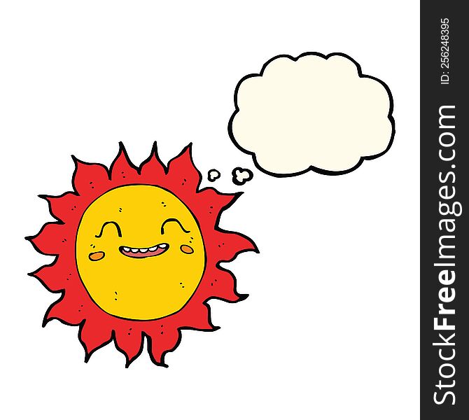 Cartoon Happy Sun With Thought Bubble