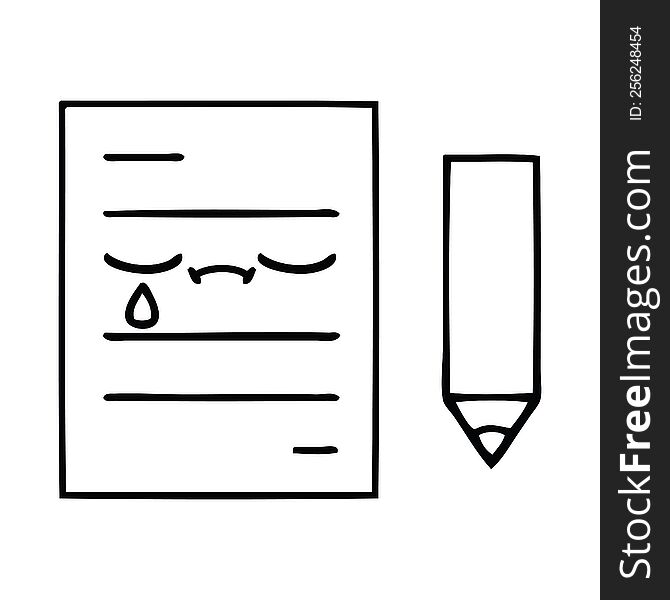 line drawing cartoon test paper