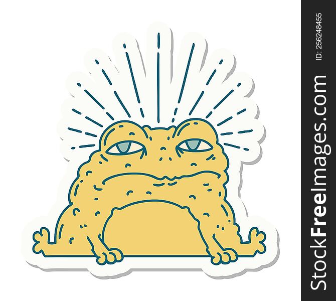 sticker of a tattoo style toad character