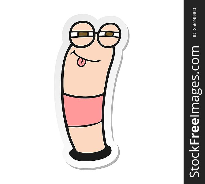 Sticker Of A Cartoon Worm