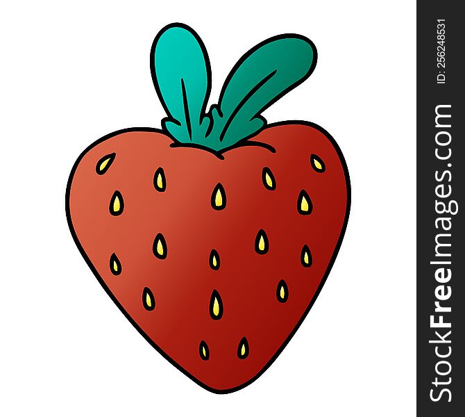 Gradient Cartoon Doodle Of A Fresh Strawberry