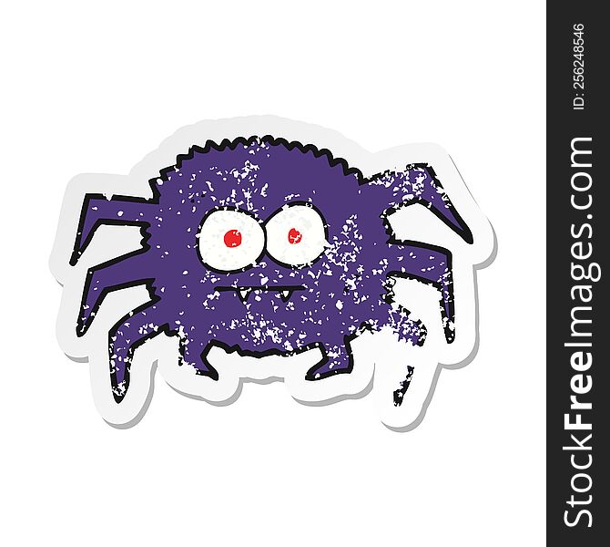retro distressed sticker of a cartoon spider