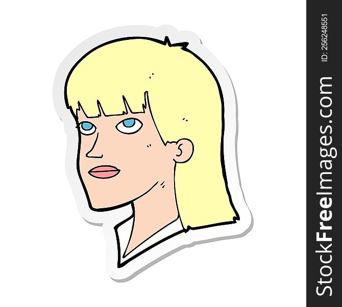 sticker of a cartoon serious woman