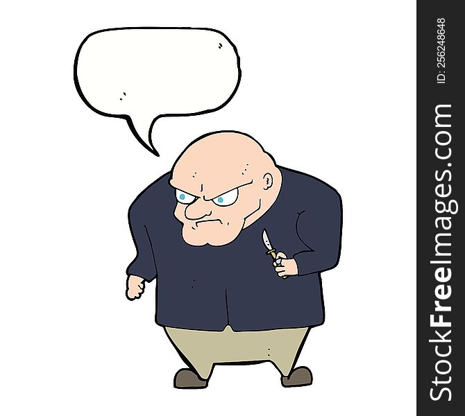 cartoon evil man with speech bubble