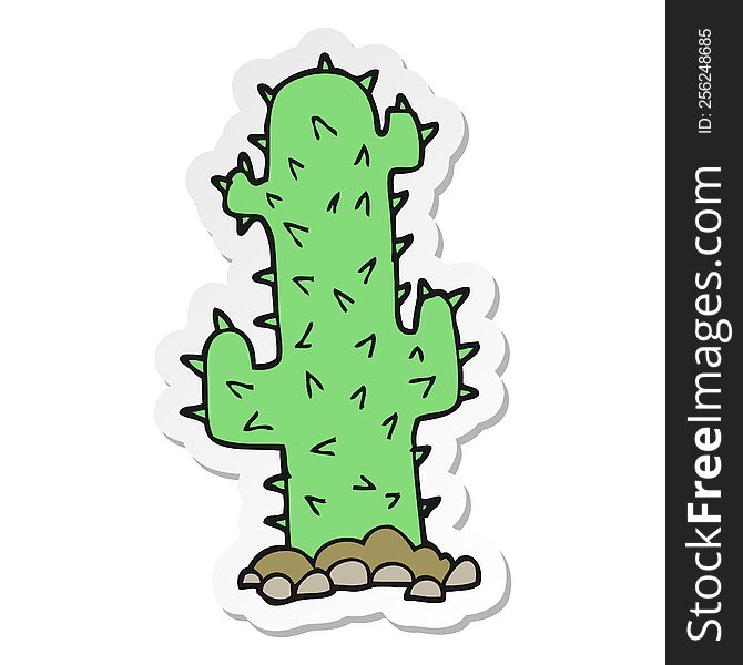 Sticker Of A Cartoon Cactus