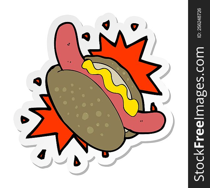 sticker of a cartoon hotdog