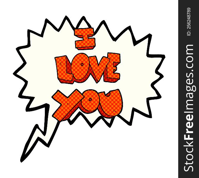 I love you comic book speech bubble cartoon symbol