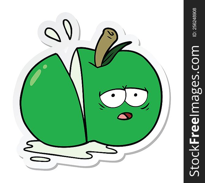 sticker of a cartoon sliced apple