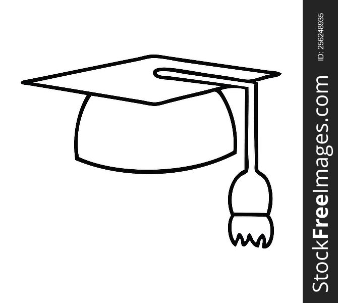 Line Drawing Cartoon Graduation Hat