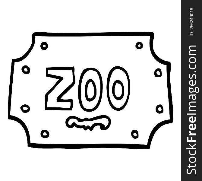 black and white cartoon zoo sign