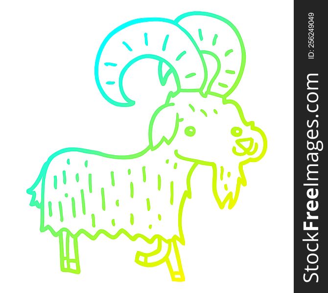 cold gradient line drawing of a cartoon goat