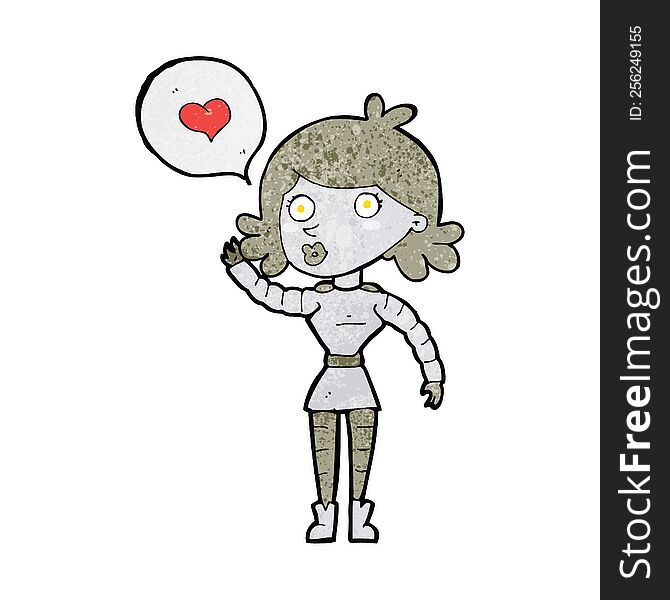 cartoon robot woman in love