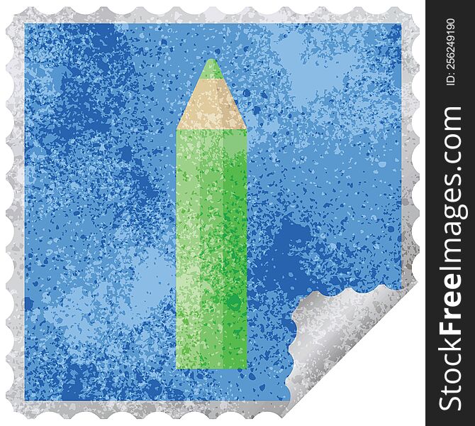 green coloring pencil graphic vector illustration square sticker stamp