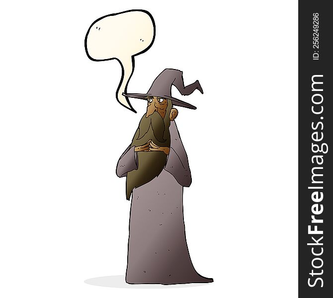 Cartoon Wizard With Speech Bubble